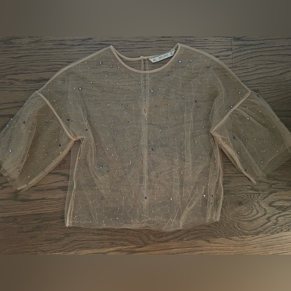 Zara Collectio Tulle with Rhinestones Top - Picture 2 of 4